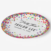 Rainbow confetti sprinkles verjaardagsdecor papieren bordje (Gekanteld)