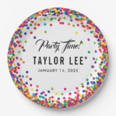Rainbow confetti sprinkles verjaardagsdecor papieren bordje (Voorkant)