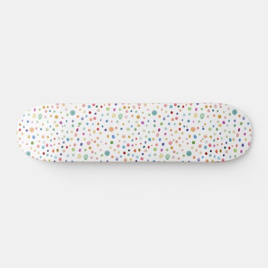 Rainbow Confetti Stippen Waterverf Patt Skateboard (Horizontaal)