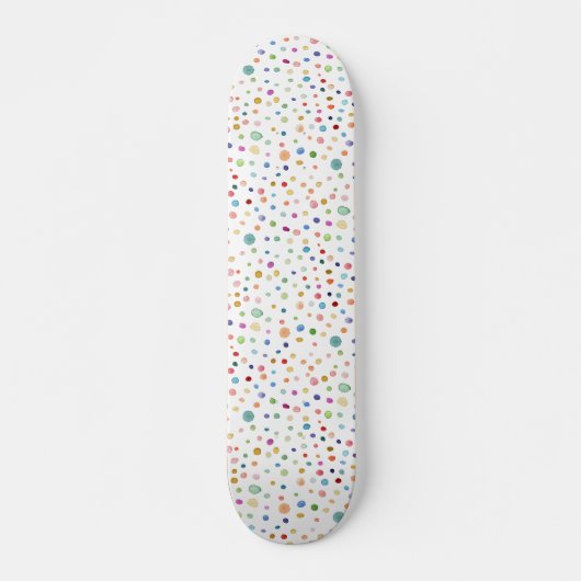 Rainbow Confetti Stippen Waterverf Patt Skateboard (Voorkant)