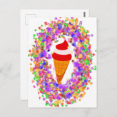 Rainbow Confetti Swirl Ice Cream Briefkaart (Voorkant / Achterkant)