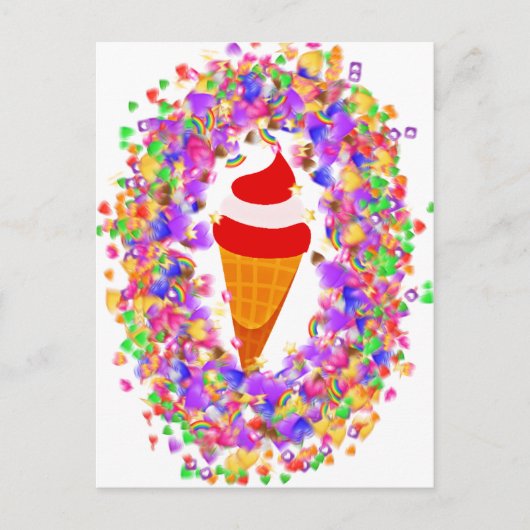 Rainbow Confetti Swirl Ice Cream Briefkaart (Voorkant)
