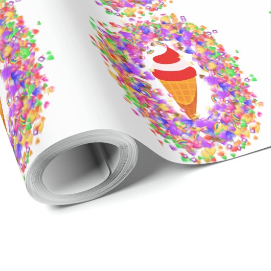 Rainbow Confetti Swirl Ice Cream Cadeaupapier (Rol Hoek)