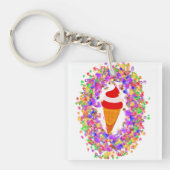 Rainbow Confetti Swirl Ice Cream Sleutelhanger (voorkant)
