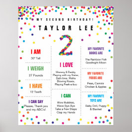 Rainbow Confetti tweede verjaardag poster