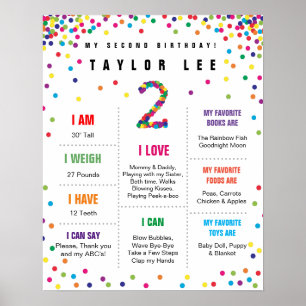 Rainbow Confetti tweede verjaardag poster