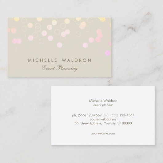 Rainbow Confetti-Visitekaartje voor Event Planner Visitekaartje (Voorkant / Achterkant)