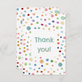 Rainbow Confetti Waterverf Stippen Dank u kaart (Voorkant / Achterkant)