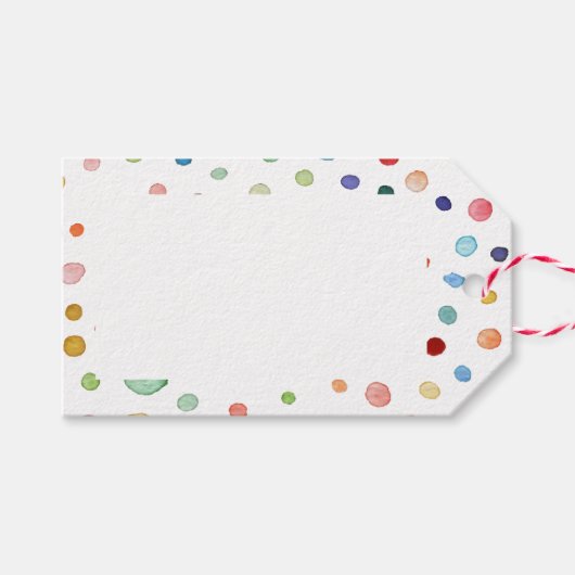 Rainbow Confetti Waterverf Stippen Gift Label Cadeaulabel (Voorkant (Horizontaal))