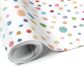 Rainbow Confetti Waterverf Stippen inpakpapier (Rol Hoek)