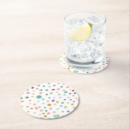 Rainbow Confetti Waterverf Stippen Papier Onderzet Ronde Kartonnen Onderzetter