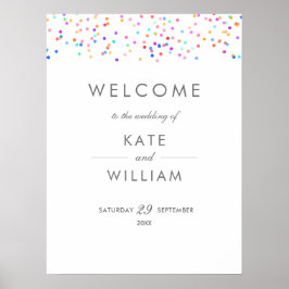 Rainbow Confetti Weddenschap Welkomstteken Poster