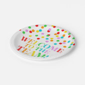 Rainbow Confetti Welkom bij het team Papieren Bordje (Gekanteld)