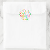 Rainbow Confetti Welkom bij het team Ronde Sticker (Tas)