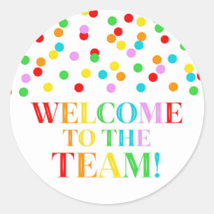 Rainbow Confetti Welkom bij het team Ronde Sticker