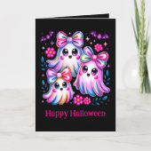 Rainbow Coquette Ghosts Hot Pink Happy Halloween Kaart (Voorkant)