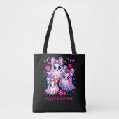 Rainbow Coquette Ghosts Hot Pink Happy Halloween Tote Bag (Voorkant)