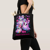 Rainbow Coquette Ghosts Hot Pink Happy Halloween Tote Bag (Dichtbij)