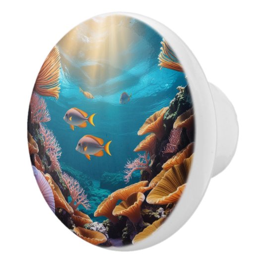 Rainbow Coral Reef Vis en Zee Fans Keramische Knop (Rechts)