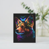 Rainbow Corgi en Butterfly Abstract Art Briefkaart (Staand voorkant)