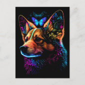Rainbow Corgi en Butterfly Abstract Art Briefkaart (Voorkant)