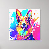 Rainbow Corgi: Pop Art Puppy Joy Canvas Afdruk (Voorkant)