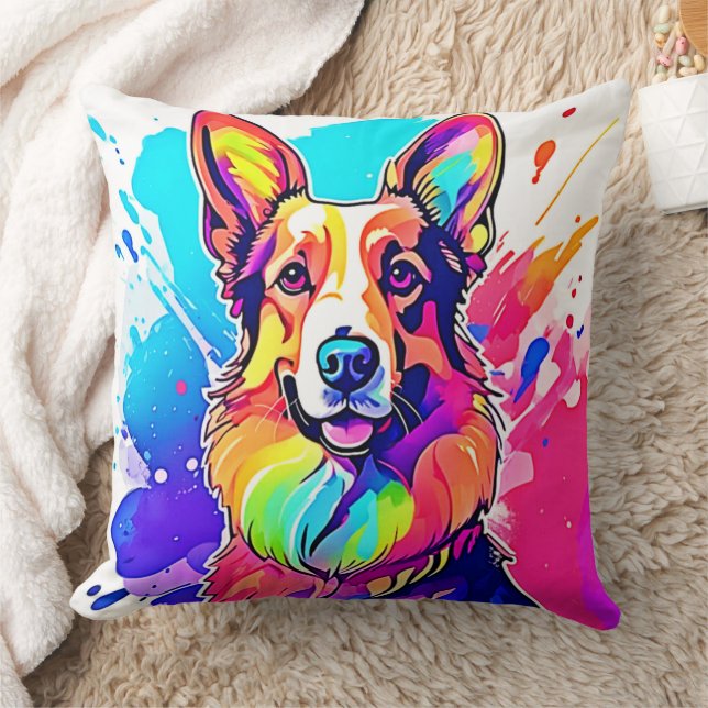Rainbow Corgi: Pop Art Puppy Joy Kussen (Deken)