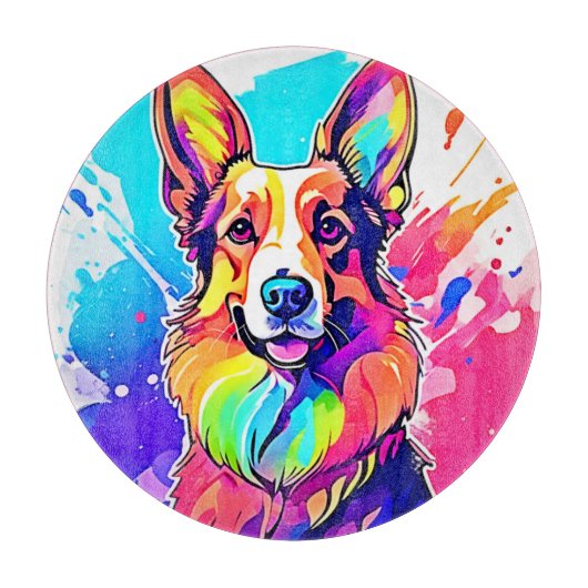 Rainbow Corgi: Pop Art Puppy Joy Snijplank (Voorkant)
