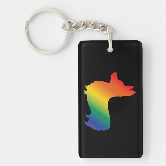 Rainbow corgi sleutelhanger (Voorkant)