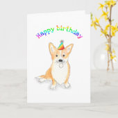 Rainbow corgi-verjaardagskaart kaart (Gele Bloem)