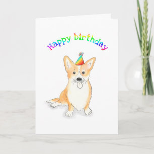 Rainbow corgi-verjaardagskaart kaart
