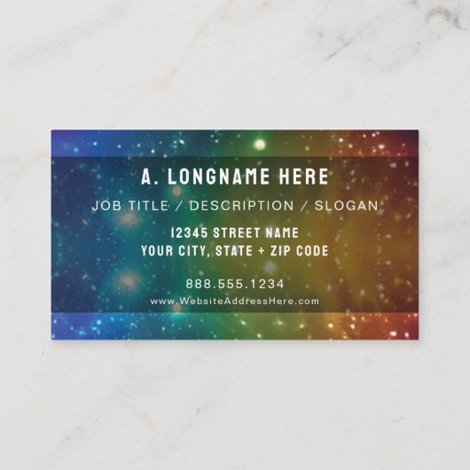 Rainbow Cosmic Galaxy Stars Artisan Company Logo  Visitekaartje (Achterkant)