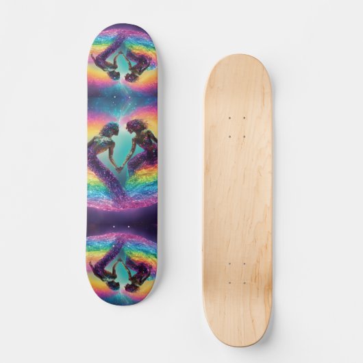 Rainbow Cosmic Lovers Galaxy Vrouwelijke Energie S Persoonlijk Skateboard (Voorkant)