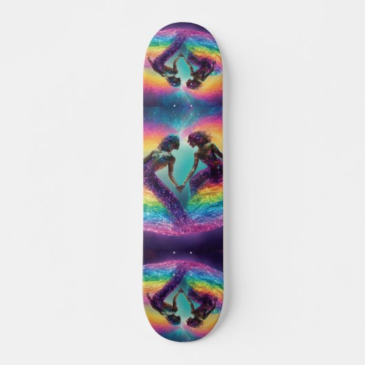 Rainbow Cosmic Lovers Galaxy Vrouwelijke Energie S Persoonlijk Skateboard (Voorkant)