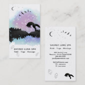 *~* Rainbow Cosmic Moon Fox Leaping Pine Trees Visitekaartje (Voorkant / Achterkant)