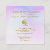 *~* Rainbow Cosmic Willow Tree Mon Gold Vierkante Visitekaartje (Achterkant)