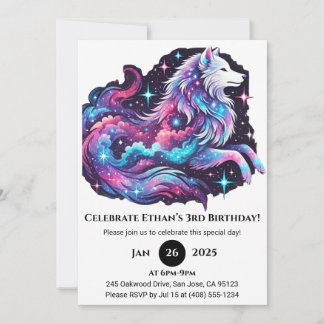 Rainbow Cosmic Wolf Birthday Kaart
