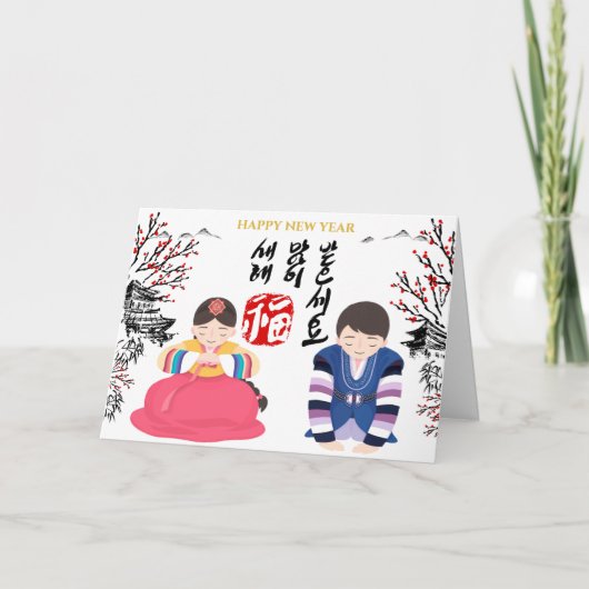 Rainbow Costume Foto van het Koreaanse nieuwjaarsf Feestdagen Kaart (Voorkant)