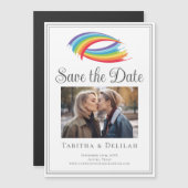 Rainbow Couple Foto Opslaan van de datum Magneet K (Voorkant / Achterkant)