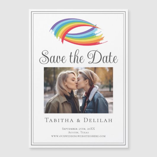 Rainbow Couple Foto Opslaan van de datum Magneet K (Voorkant)