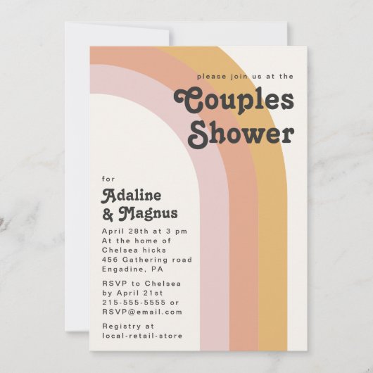 Rainbow Couples Shower van de moderne Retro 70 Kaart (Voorkant)
