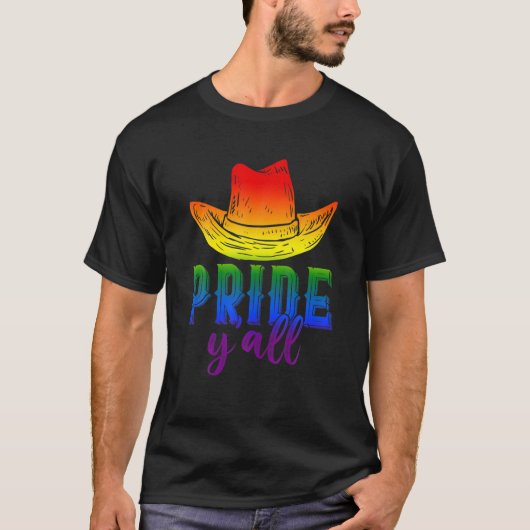 Rainbow Cowboy Pet LGBT Gay Pride Flag Rodeo Cowbo T-shirt (Voorkant)