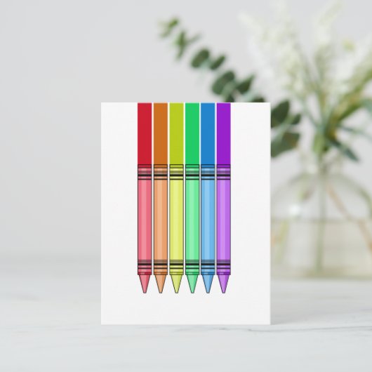 Rainbow Crayon Briefkaart (Staand voorkant)