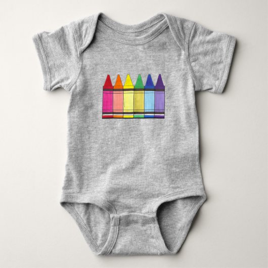 Rainbow Crayon Crayons Artist Art Teacher Pride Romper (Voorkant)