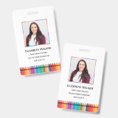Rainbow Crayon School Medewerker Badge (Voor- en achterkant)