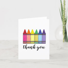 Rainbow Crayons Art Supplies Leraar Dank u Bedankkaart