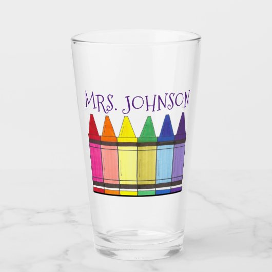 Rainbow Crayons Art Teacher School Artist Glas (Voorkant)