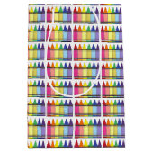 Rainbow Crayons Artist Art Class Verjaardagsfeest Medium Cadeauzakje (Voorkant)
