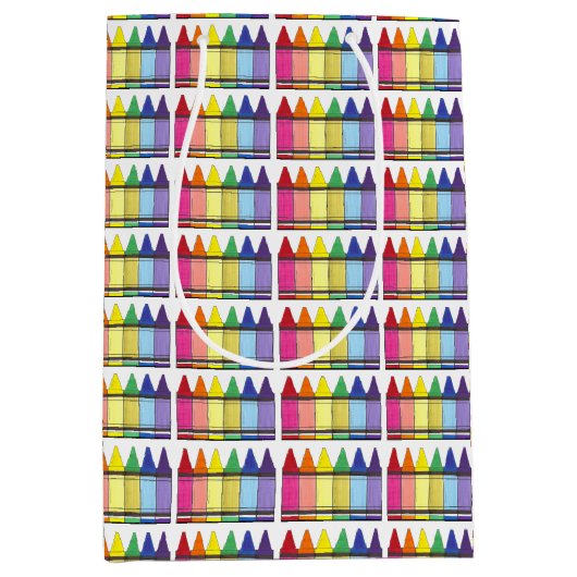 Rainbow Crayons Artist Art Class Verjaardagsfeest Medium Cadeauzakje (Voorkant)