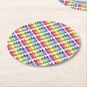 Rainbow Crayons Artist Art Class Verjaardagsfeest Ronde Kartonnen Onderzetter (Gebogen)